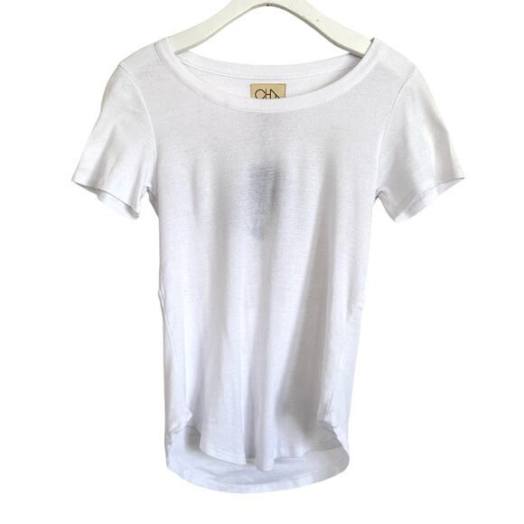 Chaser Women's White Lattice Grid Knit Open Back Short Sleeve T-Shirt Size XS - Picture 1 of 4